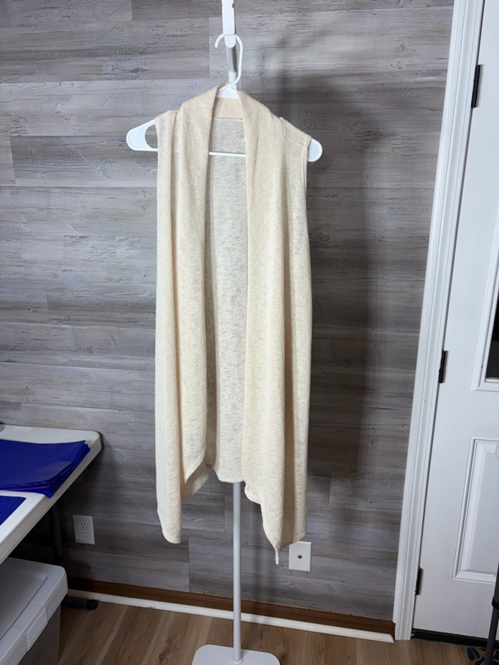 Celeste Open-Front Cream Sleeveless Draped Cardigan 1280
